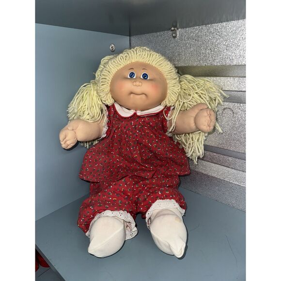 1978-1982 Signed Xavier Roberts Cabbage Patch Kids Doll - VTG Blonde Yarn Hair
